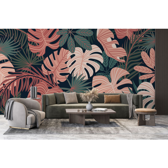 Panoramic Wallpaper - Wall Mural - Tropical leaves