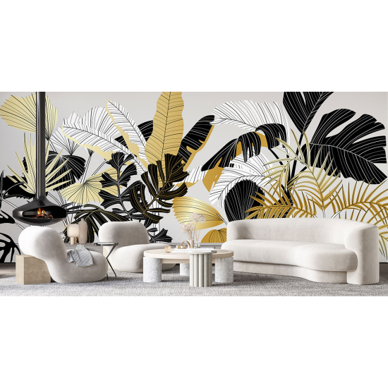 Panoramic Wallpaper - Wall Mural - Tropical leaves