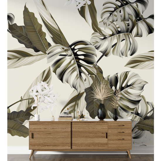 Panoramic Wallpaper - Wall Mural - Tropical leaves