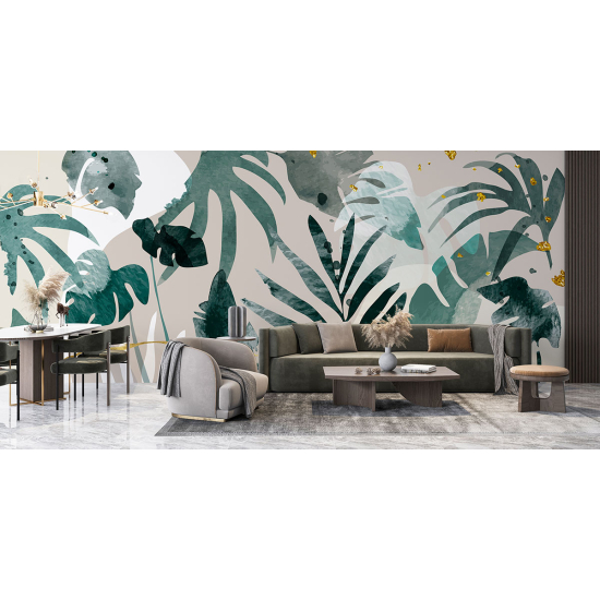 Panoramic Wallpaper - Wall Mural - Tropical leaves