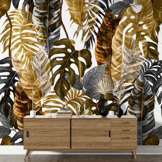 Panoramic Wallpaper - Wall Mural - Tropical leaves