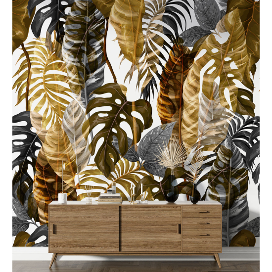 Panoramic Wallpaper - Wall Mural - Tropical leaves