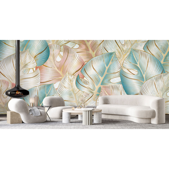 Panoramic Wallpaper - Wall Mural - Tropical leaves