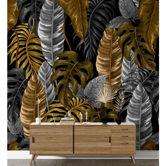 Panoramic Wallpaper - Wall Mural - Tropical leaves