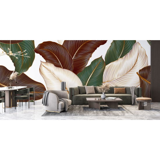 Panoramic Wallpaper - Wall Mural - Tropical leaves