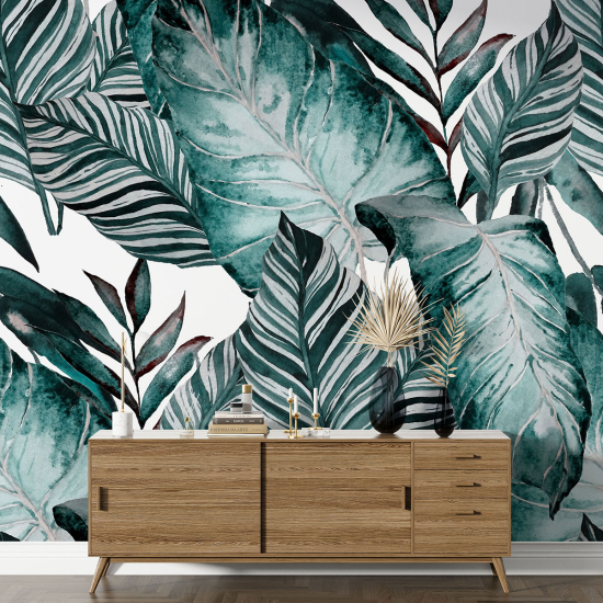 Panoramic Wallpaper - Wall Mural - Tropical leaves