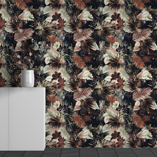 Panoramic Wallpaper - Wall Mural - Tropical Leaves Pattern