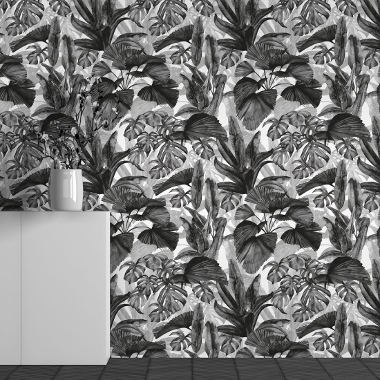 Panoramic Wallpaper - Wall Mural - Tropical Leaves Pattern