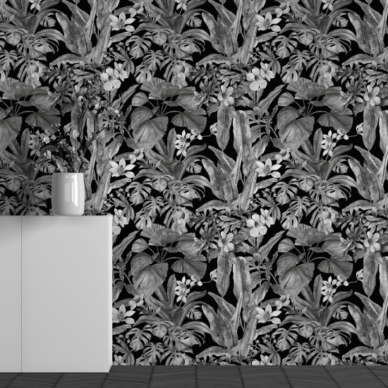 Panoramic Wallpaper - Wall Mural - Tropical Leaves Pattern