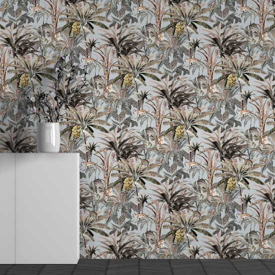 Panoramic Wallpaper - Wall Mural - Tropical Leaves Pattern