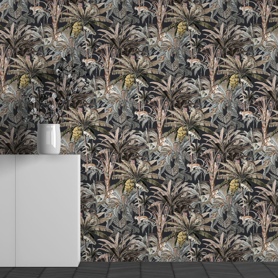 Panoramic Wallpaper - Wall Mural - Tropical Leaves Pattern