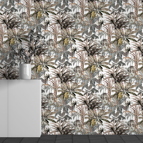 Panoramic Wallpaper - Wall Mural - Tropical Leaves Pattern