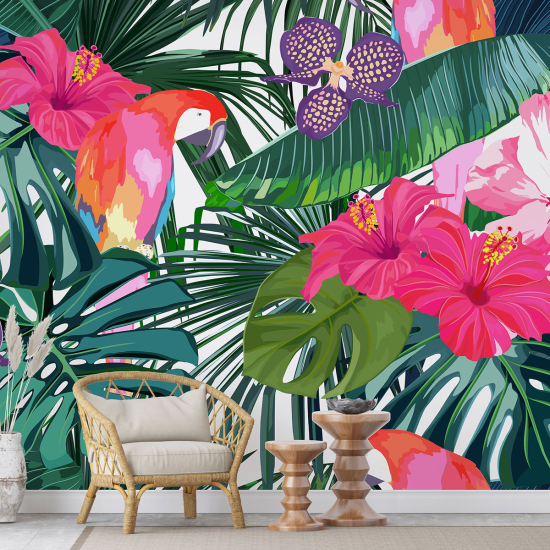 Panoramic Wallpaper - Wall Mural - Tropical Pattern