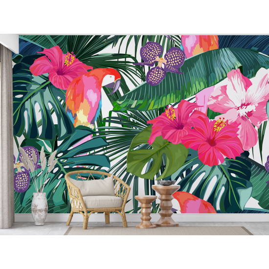 Panoramic Wallpaper - Wall Mural - Tropical Pattern