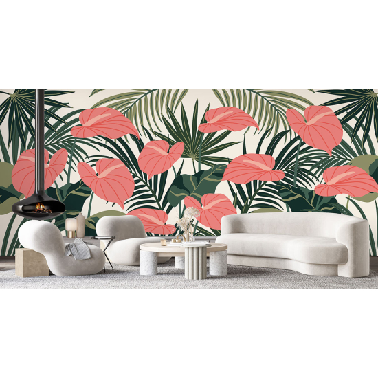 Panoramic Wallpaper - Wall Mural - Tropical plants