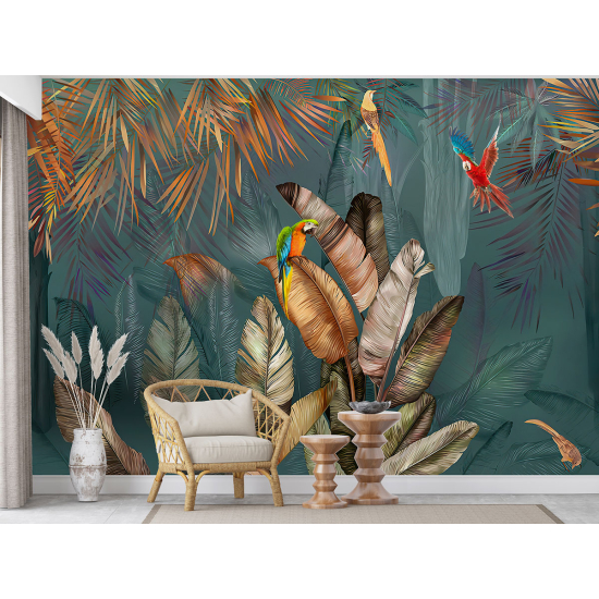 Panoramic Wallpaper - Wall Mural - Tropical Stems