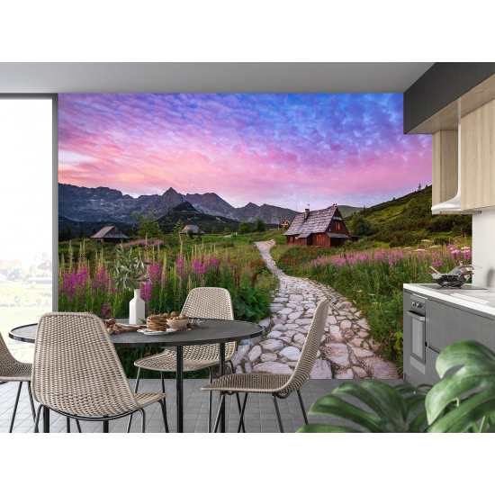 Panoramic Wallpaper - Wall Mural - Village Mountain Road