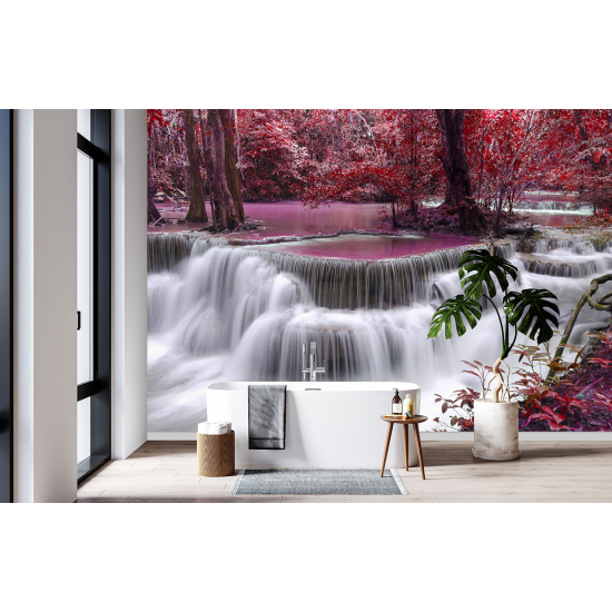 Panoramic Wallpaper - Wall Mural - Waterfalls Flowers