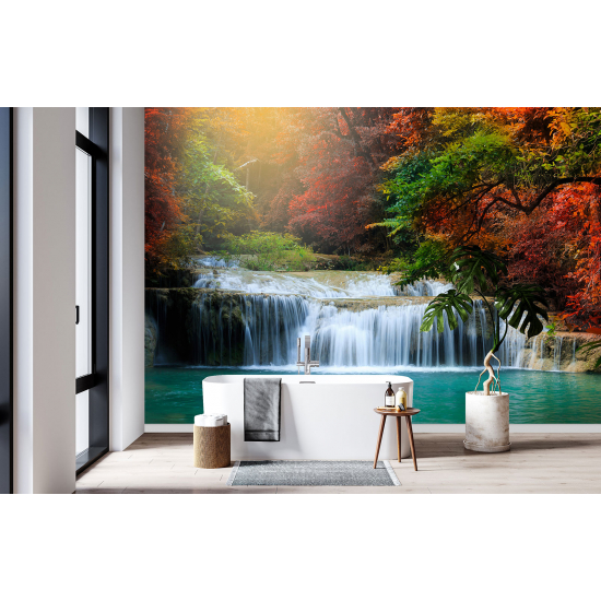 Panoramic Wallpaper - Wall Mural - Waterfalls Forest