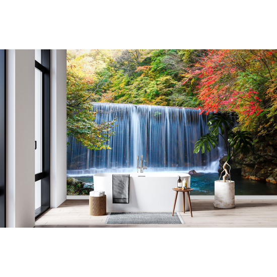 Panoramic Wallpaper - Wall Mural - Waterfalls Forest