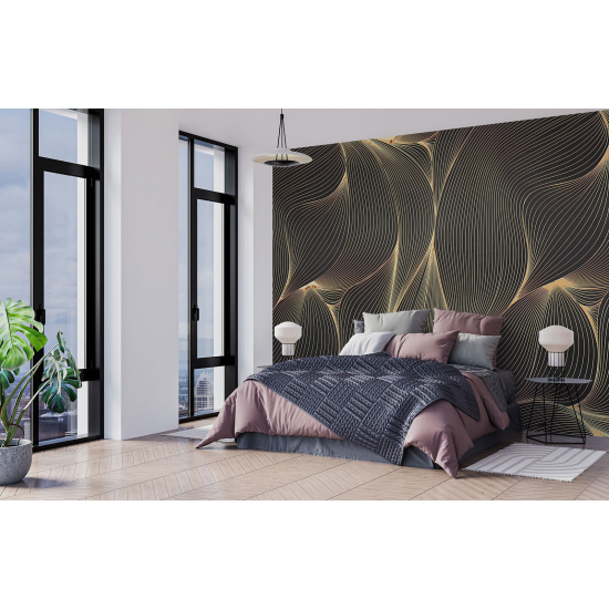 Panoramic Wallpaper - Wall Mural - Wavy Stripes