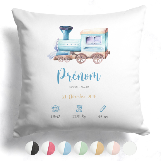 Personalized Baby Birth Pillow - Train