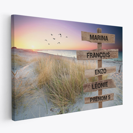 Personalized Canvas Print with Name - Beach