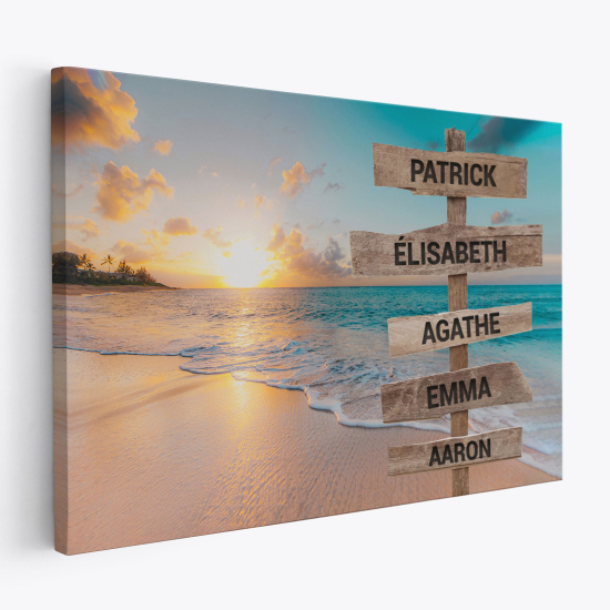 Personalized Canvas Print with Name - Beach