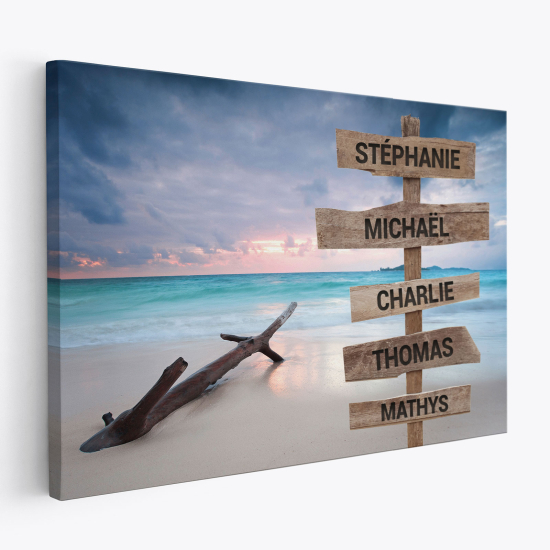 Personalized Canvas Print with Name - Sea beach