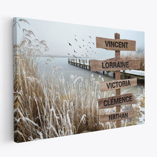 Personalized Canvas Print with Name - Winter Pontoon