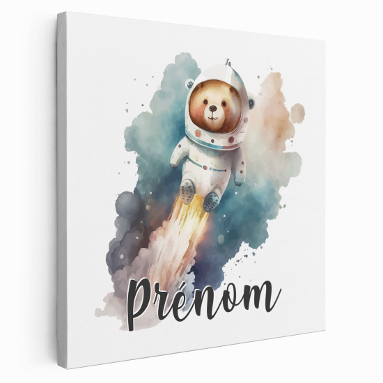 Personalized children's canvas print with name - Astronaut Bear