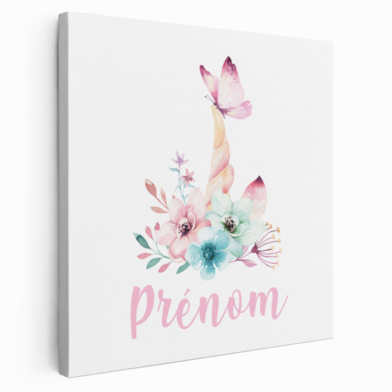 Personalized children's canvas print with name - Butterfly Unicorn