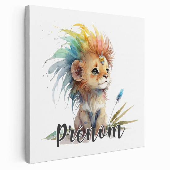 Personalized children's canvas print with name - Colored cub