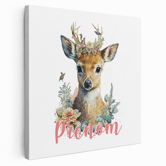 Personalized children's canvas print with name - Deer