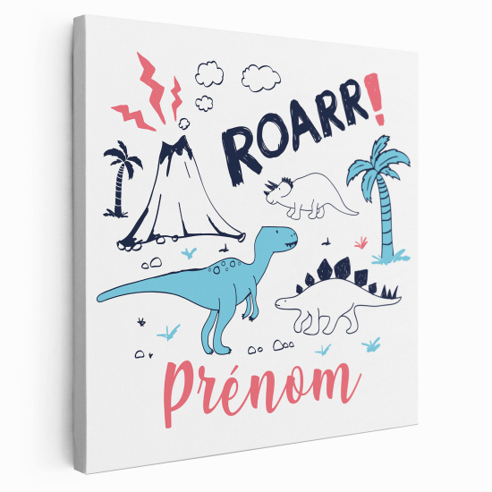 Personalized children's canvas print with name - Dinosaurs