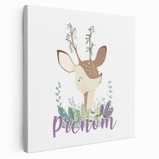 Personalized children's canvas print with name - Fawn