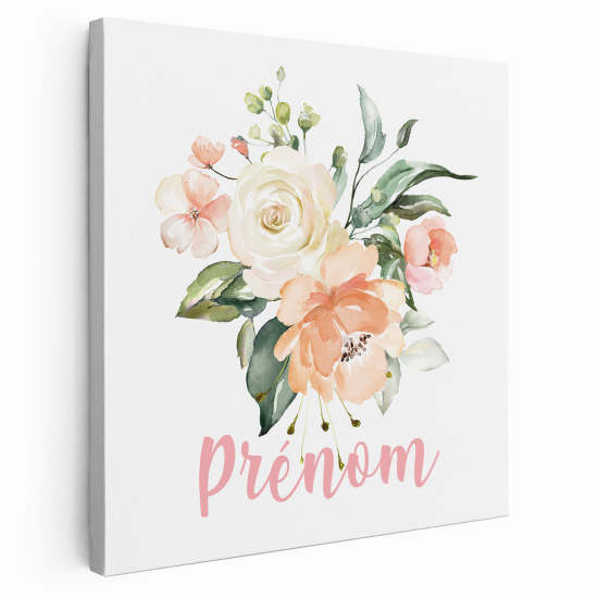 Personalized children's canvas print with name - Flowers