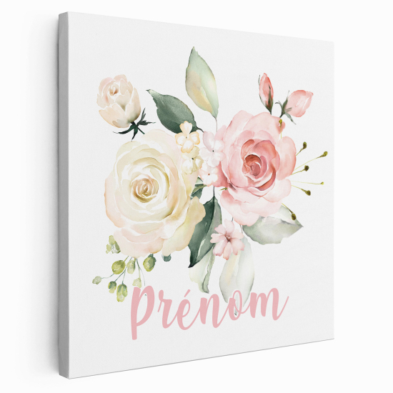 Personalized children's canvas print with name - Flowers