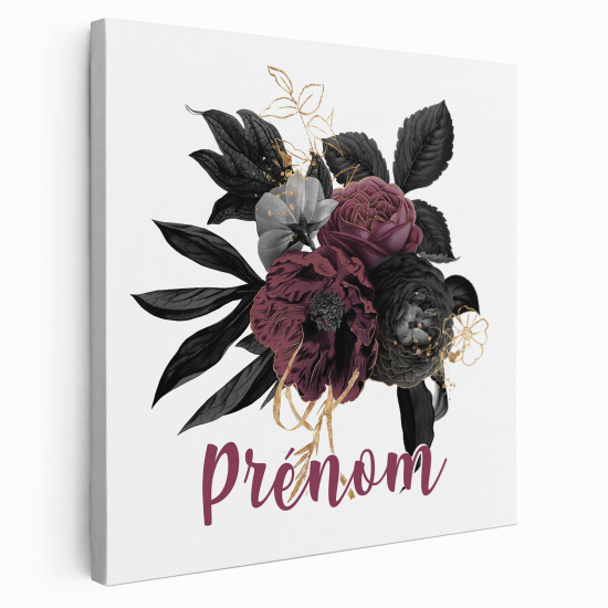 Personalized children's canvas print with name - Flowers