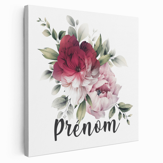 Personalized children's canvas print with name - Flowers