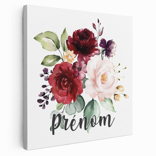 Personalized children's canvas print with name - Flowers