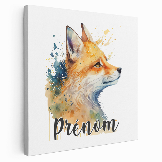 Personalized children's canvas print with name - Fox