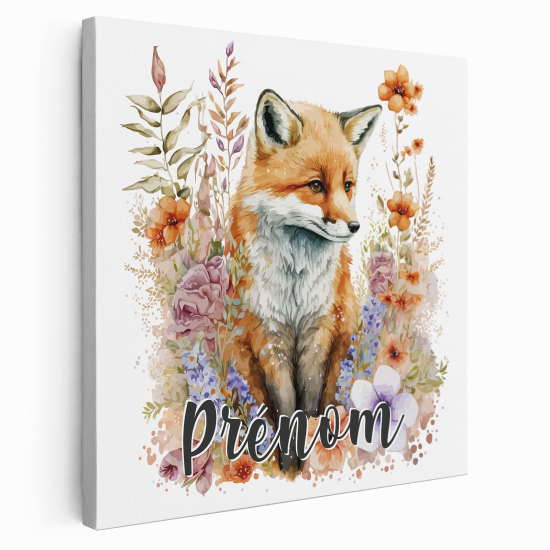 Personalized children's canvas print with name - Fox