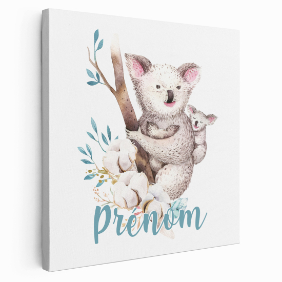 Personalized children's canvas print with name - Koalas