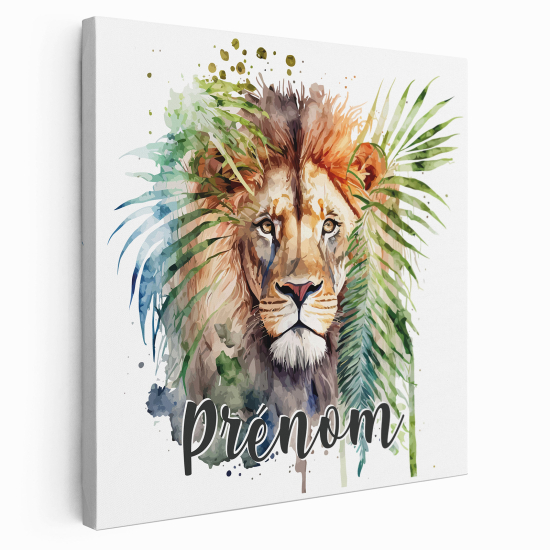 Personalized children's canvas print with name - Lion