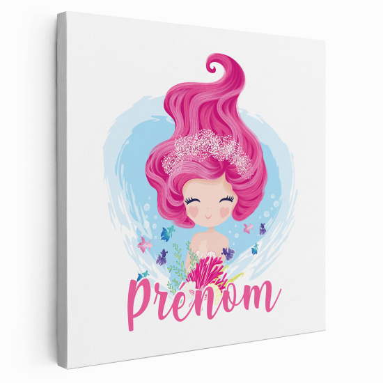 Personalized children's canvas print with name - Little Mermaid Ocean