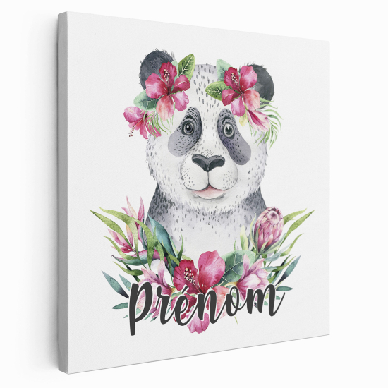 Personalized children's canvas print with name - Panda