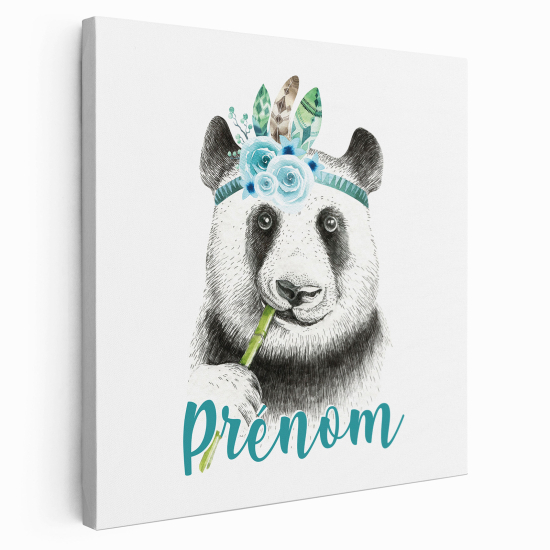 Personalized children's canvas print with name - Panda