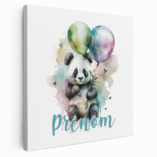 Personalized children's canvas print with name - Panda Balloons