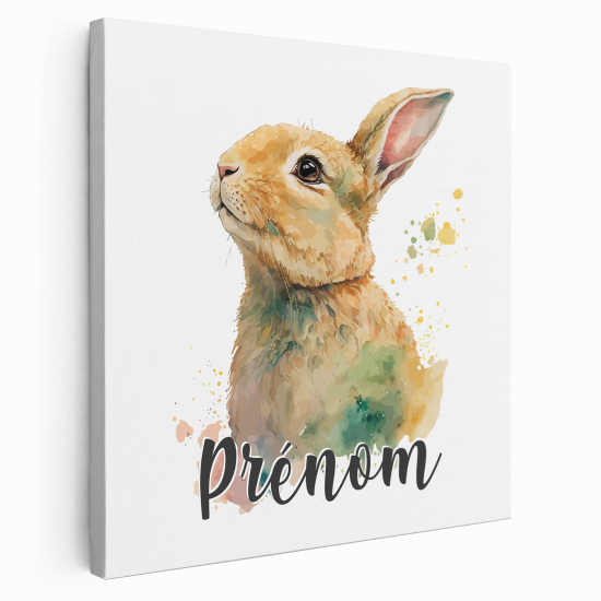 Personalized children's canvas print with name - Rabbit